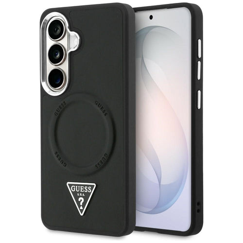 Husa pentru Samsung Galaxy S26, Guess Embossed Ring Triangle Logo MagSafe (GUHMS26SPSDTSCMK), negru