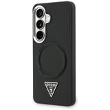 Husa pentru Samsung Galaxy S26, Guess Embossed Ring Triangle Logo MagSafe (GUHMS26SPSDTSCMK), negru