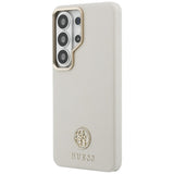 Husa pentru Samsung Galaxy S26 Ultra, Guess Rhinestone Round Logo MagSafe (GUHMS26LPGCRMDEE), bej