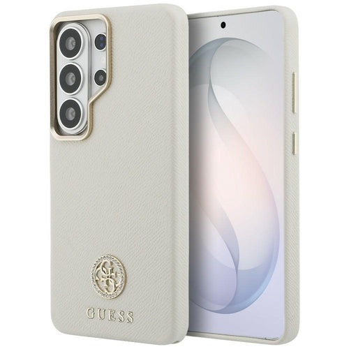 Husa pentru Samsung Galaxy S26 Ultra, Guess Rhinestone Round Logo MagSafe (GUHMS26LPGCRMDEE), bej