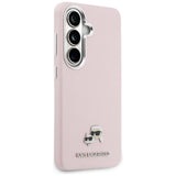 Husa pentru Samsung Galaxy S26, Karl Lagerfeld Wrapped Grained Piele cu K&C Head Pin MagSafe (KLHMS26S6PFKCLP), roz
