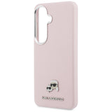 Husa pentru Samsung Galaxy S26, Karl Lagerfeld Wrapped Grained Piele cu K&C Head Pin MagSafe (KLHMS26S6PFKCLP), roz