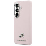 Husa pentru Samsung Galaxy S26, Karl Lagerfeld Wrapped Grained Piele cu K&C Head Pin MagSafe (KLHMS26S6PFKCLP), roz