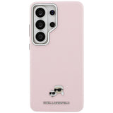 Husa pentru Samsung Galaxy S26 Ultra, Karl Lagerfeld Wrapped Grained Piele cu K&C Head Pin MagSafe (KLHMS26L6PFKCLP), roz