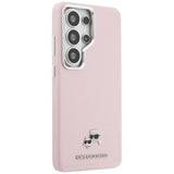 Husa pentru Samsung Galaxy S26 Ultra, Karl Lagerfeld Wrapped Grained Piele cu K&C Head Pin MagSafe (KLHMS26L6PFKCLP), roz