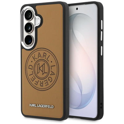 Husa pentru Samsung Galaxy S26, Karl Lagerfeld Wrapped Piele cu Karl Round Point Logo MagSafe (KLHMS26SPSKRPMW), maro