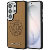 Husa pentru Samsung Galaxy S26 Ultra, Karl Lagerfeld Wrapped Piele cu Karl Round Point Logo MagSafe (KLHMS26LPSKRPMW), maro