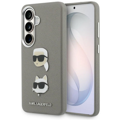 Husa pentru Samsung Galaxy S26, Karl Lagerfeld Wrapped Piele Saffiano cu cu K&C Head Pin (KLHCS26SPSFDHPOG), gri