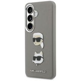 Husa pentru Samsung Galaxy S26, Karl Lagerfeld Wrapped Piele Saffiano cu cu K&C Head Pin (KLHCS26SPSFDHPOG), gri