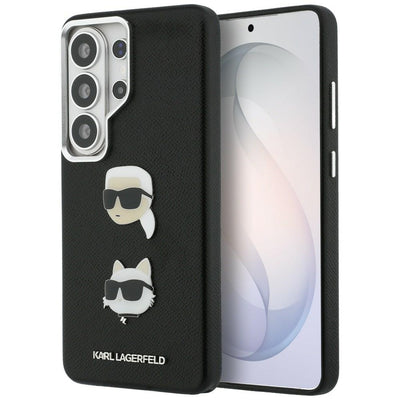 Husa pentru Samsung Galaxy S26 Ultra, Karl Lagerfeld Wrapped Piele Saffiano cu cu K&C Head Pin (KLHCS26LPSFDHPOK), negru