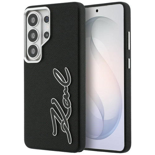 Husa pentru Samsung Galaxy S26 Ultra, Karl Lagerfeld Full Wrapped Grained Piele cu Signature Resin Logo (KLHCS26LPGFKSRSK), negru