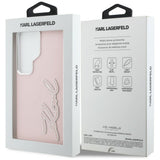 Husa pentru Samsung Galaxy S26 Ultra, Karl Lagerfeld Full Wrapped Grained Piele cu Signature Resin Logo (KLHCS26LPGFKSRSP), roz