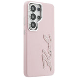 Husa pentru Samsung Galaxy S26 Ultra, Karl Lagerfeld Full Wrapped Grained Piele cu Signature Resin Logo (KLHCS26LPGFKSRSP), roz
