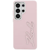 Husa pentru Samsung Galaxy S26 Ultra, Karl Lagerfeld Full Wrapped Grained Piele cu Signature Resin Logo (KLHCS26LPGFKSRSP), roz