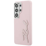 Husa pentru Samsung Galaxy S26 Ultra, Karl Lagerfeld Full Wrapped Grained Piele cu Signature Resin Logo (KLHCS26LPGFKSRSP), roz