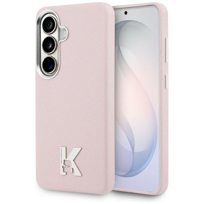 Husa pentru Samsung Galaxy S26, Karl Lagerfeld Wrapped Grained Piele cu K Head Logo MagSafe (KLHMS26S5PGFKHGP), roz