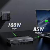Hub USB UGREEN CM681 (15978), USB-C to 2x HDMI, 4x USB, DP, RJ45, SD/TF, 3.5mm Jack, DC, PD100W, 10Gbps, gri