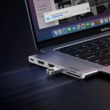 Hub USB UGREEN CM380 (80856), pentru MacBook, 2x USB-C to 2x USB, SD/TF, HDMI 4K, PD100W, Incarcare rapida, 40Gbps, gri