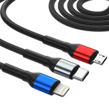 Cablu 3mk de date Hyper N-Series 6in1, USB-C/USB Male, USB-C Female to USB-C, Lightning, Micro, 18W, 9V/2A, 1.2m, negru