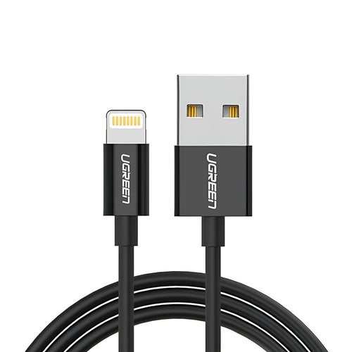 Cablu UGREEN de date (80823), USB to Lightning MFi, 2.4A, 2m, negru