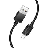 Cablu Borofone de date Placer Series (BX120), USB to Lightning, Aliaj aluminiu Shell, Nylon Braided Cable, 2.4A, 1m, negru