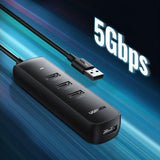 Hub USB UGREEN Connection Hub CM416 (10915), USB 3.0 to 4x USB, Type-C 5Gbps, 0.25m, negru