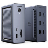 Hub USB UGREEN 10in1 Docking station CM923 (55735), 3x Type-C, 3x USB, SD/TF, RJ45, M.2 NVMe, HDMI, PD100W, 4K@60Hz, 10Gbps, gri
