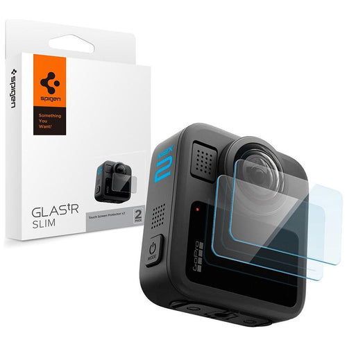 Spigen (2 pack) Glas.tR Slim, Back Screen (AGL11230), GoPro MAX 2, Clear