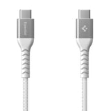 Cablu Spigen de date Essential EB10010CCA (ACA11102), Incarcare rapida, Type-C to Type-C, Nylon Cable, 100W, 480Mbps, 1m, alb