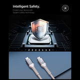 Cablu Spigen de date Essential EB10010CCA (ACA11102), Incarcare rapida, Type-C to Type-C, Nylon Cable, 100W, 480Mbps, 1m, alb