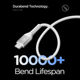 Cablu Spigen de date Essential EB10010CCA (ACA11102), Incarcare rapida, Type-C to Type-C, Nylon Cable, 100W, 480Mbps, 1m, alb