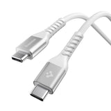 Cablu Spigen de date Essential EB10010CCA (ACA11102), Incarcare rapida, Type-C to Type-C, Nylon Cable, 100W, 480Mbps, 1m, alb