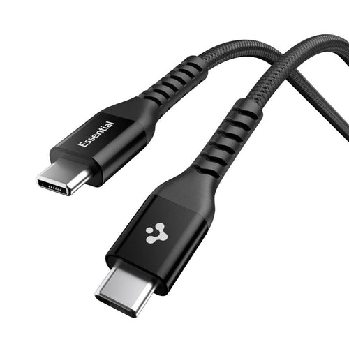 Cablu Spigen de date Essential EB10010CCA (ACA11103), Incarcare rapida, Type-C to Type-C, Nylon Cable, 100W, 480Mbps, 1m, negru