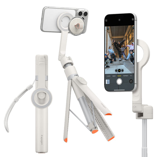 Selfie stick Spigen S582W (AMP11373), MagSafe Compatible, cu Tripod, Stable, Bluetooth, alb