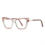 Techsuit Anti-Blue Light Glasses Reflex PC (2271), pentru Women, Rectangle, TR90&Metal Frame, AC Lens, Transparent/Maro