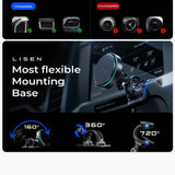 Suport auto cu incarcare wireless Lisen cu Incarcator wireless W116 (YL0225060018), pentru Air vent / Bord, cu Cooling Fan, 25W, Qi2.2, negru