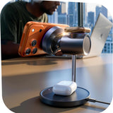 Incarcator wireless Lisen W120 3-in-1 (YL0325090022), Integrat Fan, Sleep Mode, Incarcare rapida, 25W Max, Qi2.2, negru