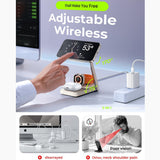 Suport de birou Lisen Desktop Stand cu Wireless Charging 3in1 (YL0223110006), cu 20W Adapter, Dual Hinges, MagSafe 15W, Pliabil, alb
