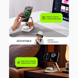 Suport de birou Lisen Desktop Stand cu Wireless Charging 3in1 (YL0223110006), cu 20W Adapter, Dual Hinges, MagSafe 15W, Pliabil, alb