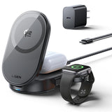 Incarcator wireless Lisen W121 3-in-1 (YL0325080017), cu 45W Adapter, Incarcare rapida, MagSafe 25W, Qi2.2, negru
