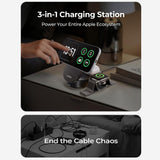 Incarcator wireless Lisen W121 3-in-1 (YL0325080017), cu 45W Adapter, Incarcare rapida, MagSafe 25W, Qi2.2, negru