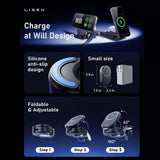Incarcator wireless Lisen W121 3-in-1 (YL0325080017), cu 45W Adapter, Incarcare rapida, MagSafe 25W, Qi2.2, negru