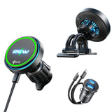 Suport auto cu incarcare wireless Lisen cu Incarcator wireless W116 (YL0225060018), pentru Air vent / Bord, cu Cooling Fan, 25W, Qi2.2, negru