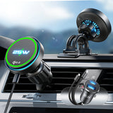 Suport auto cu incarcare wireless Lisen cu Incarcator wireless W116 (YL0225060018), pentru Air vent / Bord, cu Cooling Fan, 25W, Qi2.2, negru