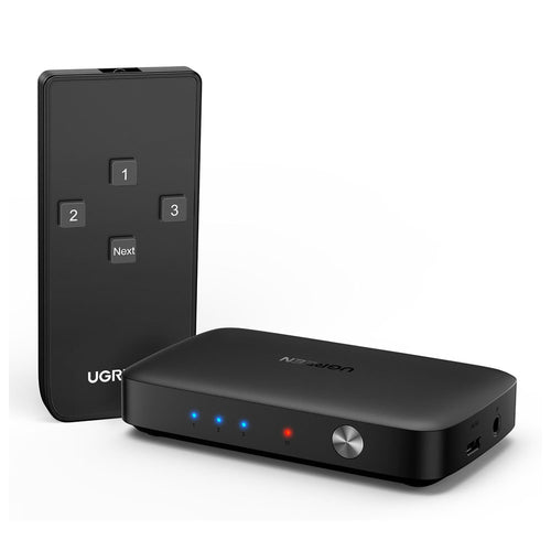Adaptor UGREEN KVM Switch CM332 (80125), 3x HDMI, 4K@30Hz, 1x Micro-USB, RGB Video, 8-channel Lpcm, Negru