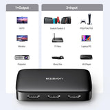 Adaptor UGREEN KVM Switch CM332 (80125), 3x HDMI, 4K@30Hz, 1x Micro-USB, RGB Video, 8-channel Lpcm, Negru