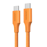 Cablu UGREEN de date L502 (95493), Type-C to Type-C, Incarcare rapida, 5A, 100W, 480Mbps, 1m, Nylon, portocaliu