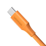 Cablu UGREEN de date L502 (95493), Type-C to Type-C, Incarcare rapida, 5A, 100W, 480Mbps, 1m, Nylon, portocaliu