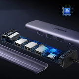 Adaptor UGREEN Ethernet Adapter CM475 (60554), USB to 3x USB, RJ45 LAN Port, Windows, Linux, Macos, 1000Mbps, 5Gbps