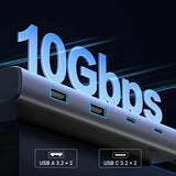 Hub USB UGREEN CM639 (35625), Type-C to 2x USB, 3x USB-C, 2x HDMI, 1x DisplayPort, 4K@30 Hz, PD100W, 10Gbps, negru